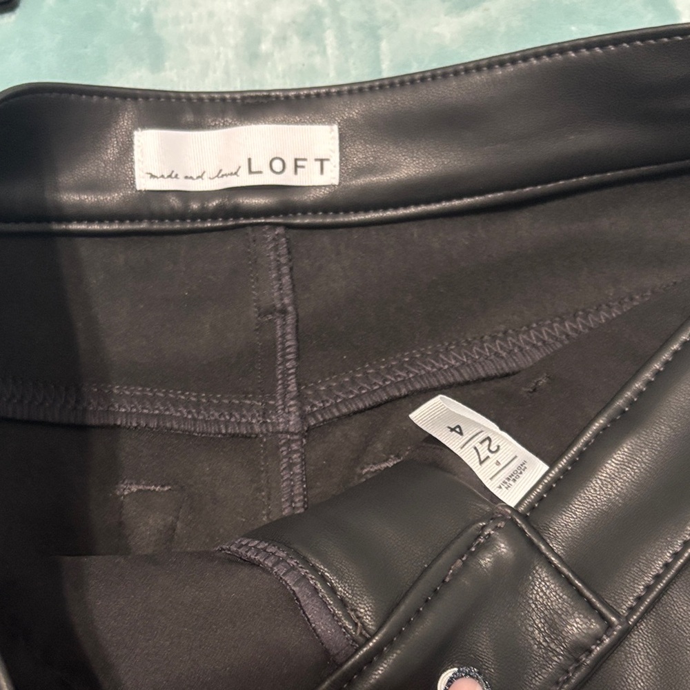 LOFT Black Faux Leather Pants - Picture 2 of 2